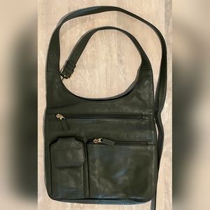 JP Ourse & Cie "Traveler"  Green Leather Crossbody Bag